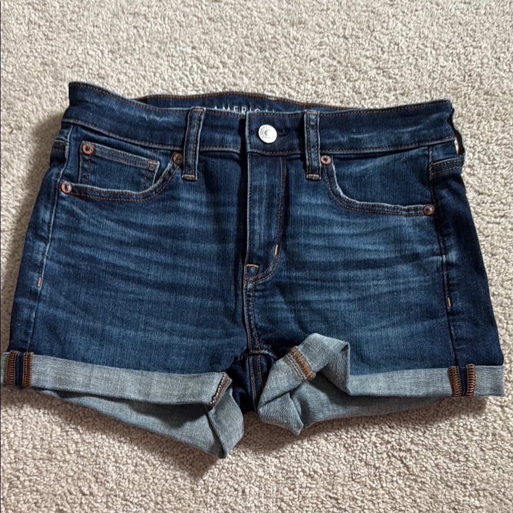 American Eagle Outfitters Dark Blue High Waist Shorts